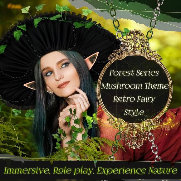 Black Polka Dot Witch Hat with Green Ivy Accent - Women\'s Costume Accessory main image 4